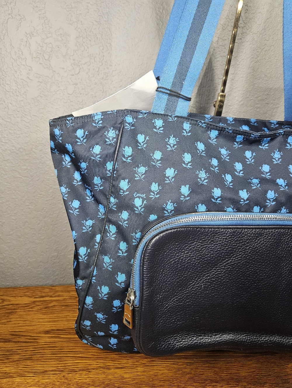 Coach Badlands Floral Print Nylon w/Pebble Leather Trim Tote Bag - Picture 4 of 13